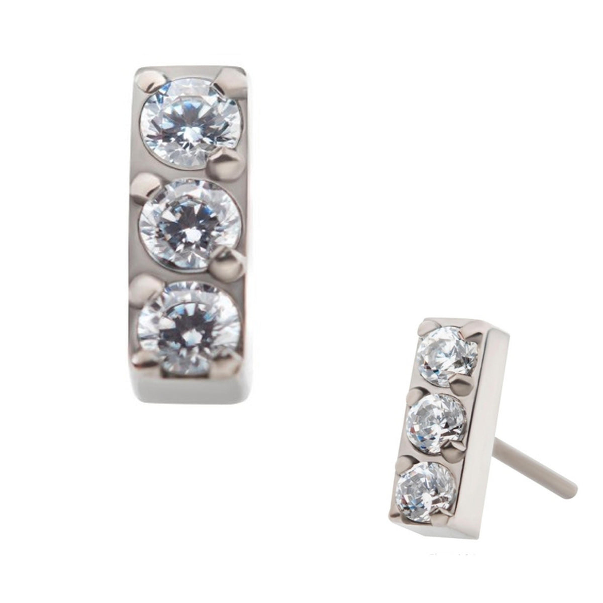 Triple CZ Bar Titanium Top