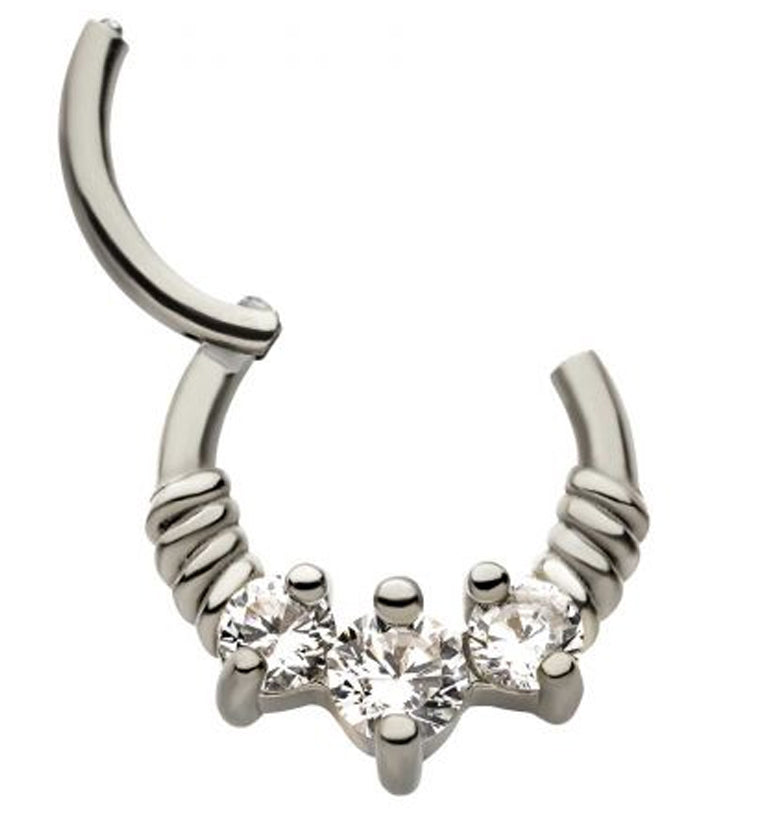 Triple Prong CZ Hinged Segment Ring