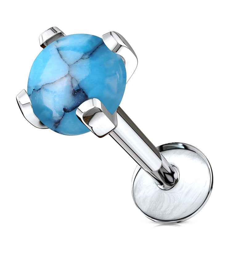 Turquoise Howlite Stone Prong Top Internally Threaded Labret