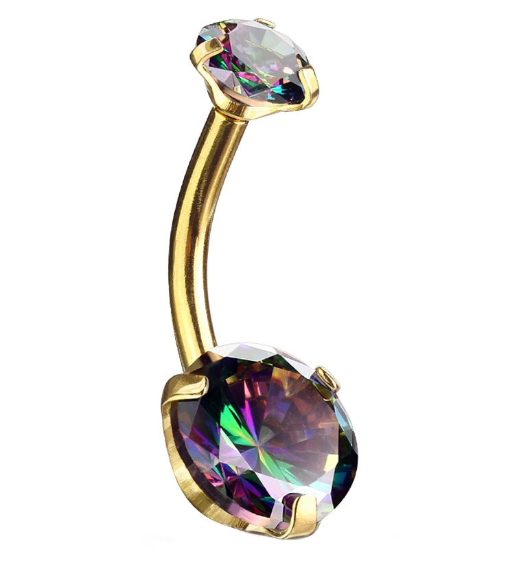 Vitrail Aurora CZ Gold PVD Belly Button Ring