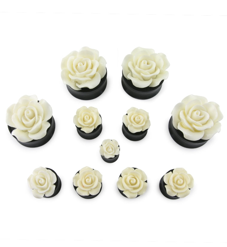 White Rosebud Black Plugs