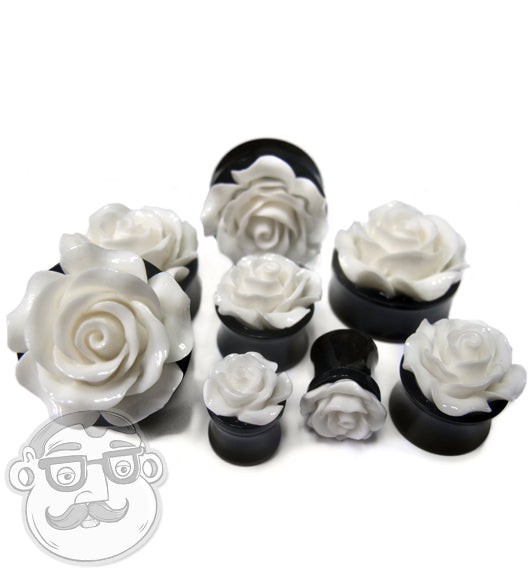 White Rosebud Black Plugs