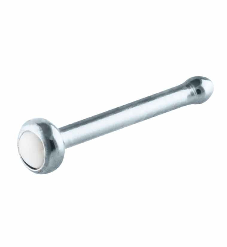 White Howlite Stone Titanium Nosebone